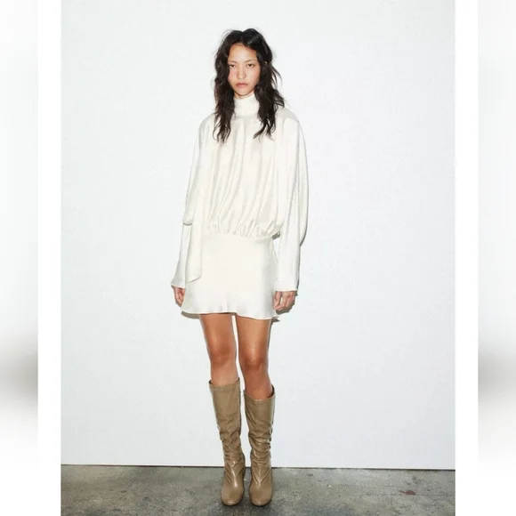 ZARA  FOULARD SATIN EFFECT SHORT DRESS - Picture 2 of 7